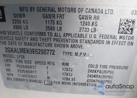 2014 GMC Terrain Sle-1 from USA, damaged, VIN 2GKALMEK9E6290772